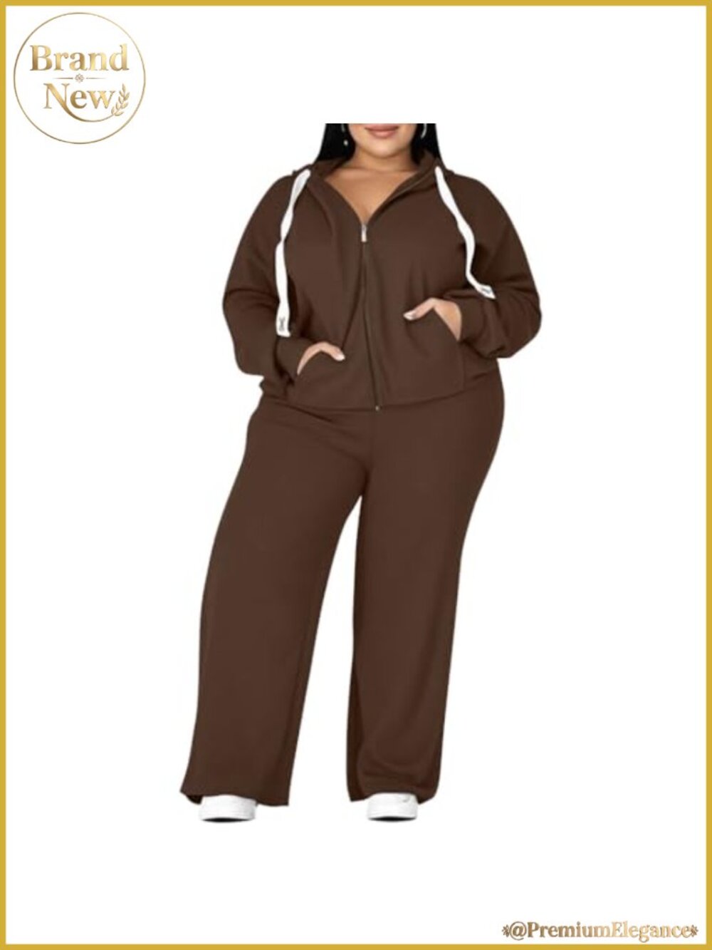 Plus Size 2 Piece Sweatsuit Outfit Set Zip Hoodie Jogger L-5XL